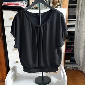 AB Studio Black Blouse with Gathered Hem